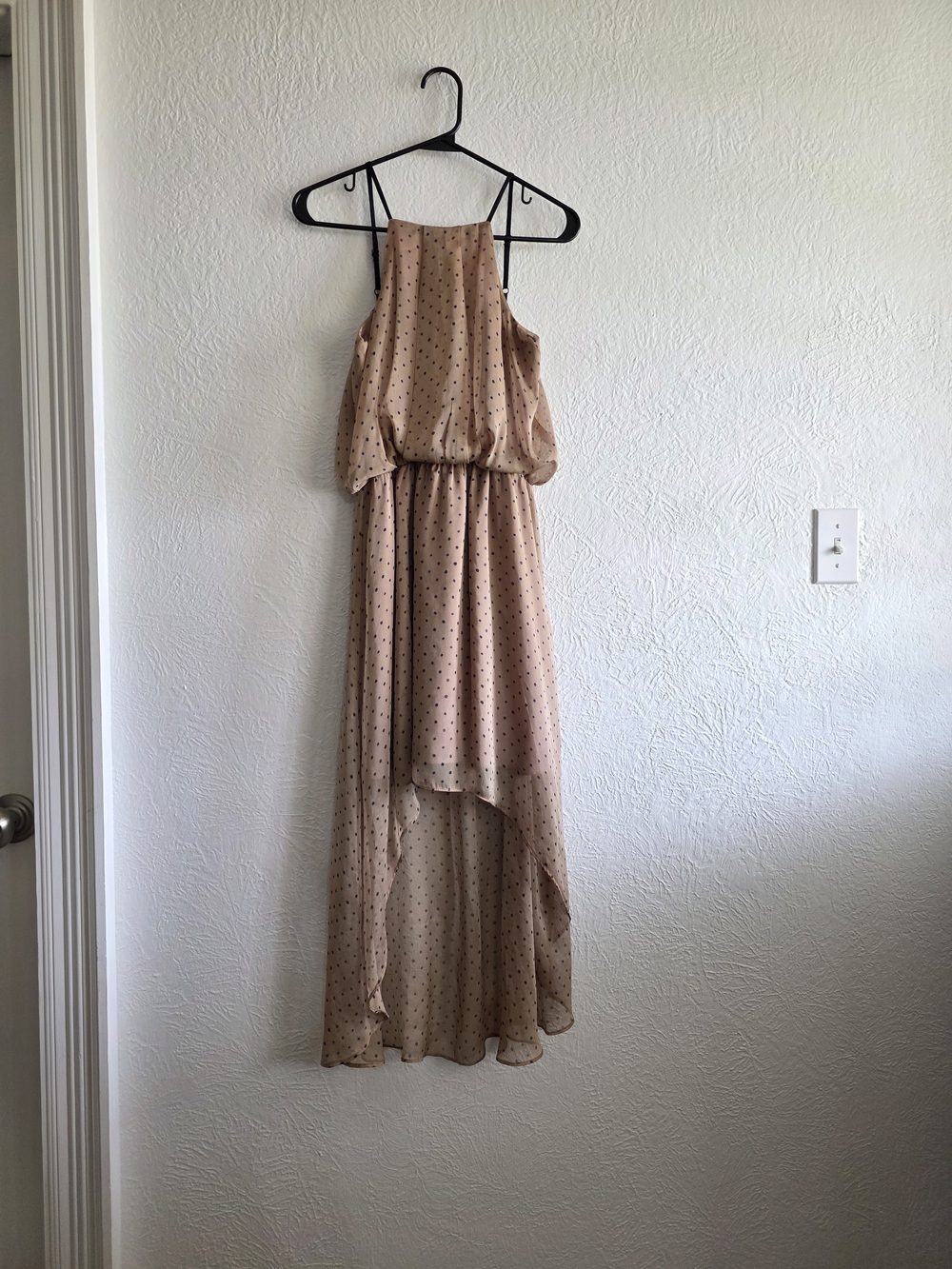 Sugarlips Tan Polka Dot High-Low Dress